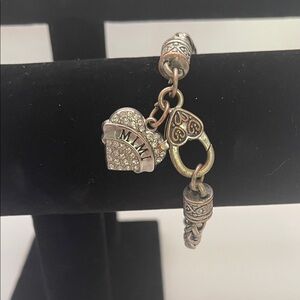 Silver and Gold tone rhinestone Heart “MIMI” Charm Bracelet